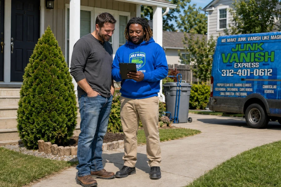 Junk Vanish Express professional with happy customer